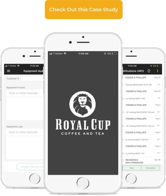 Screenshots of Royal Cups CNBS SAP Mobile Application